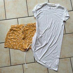 Long white tee dress free people + amuse society shorts